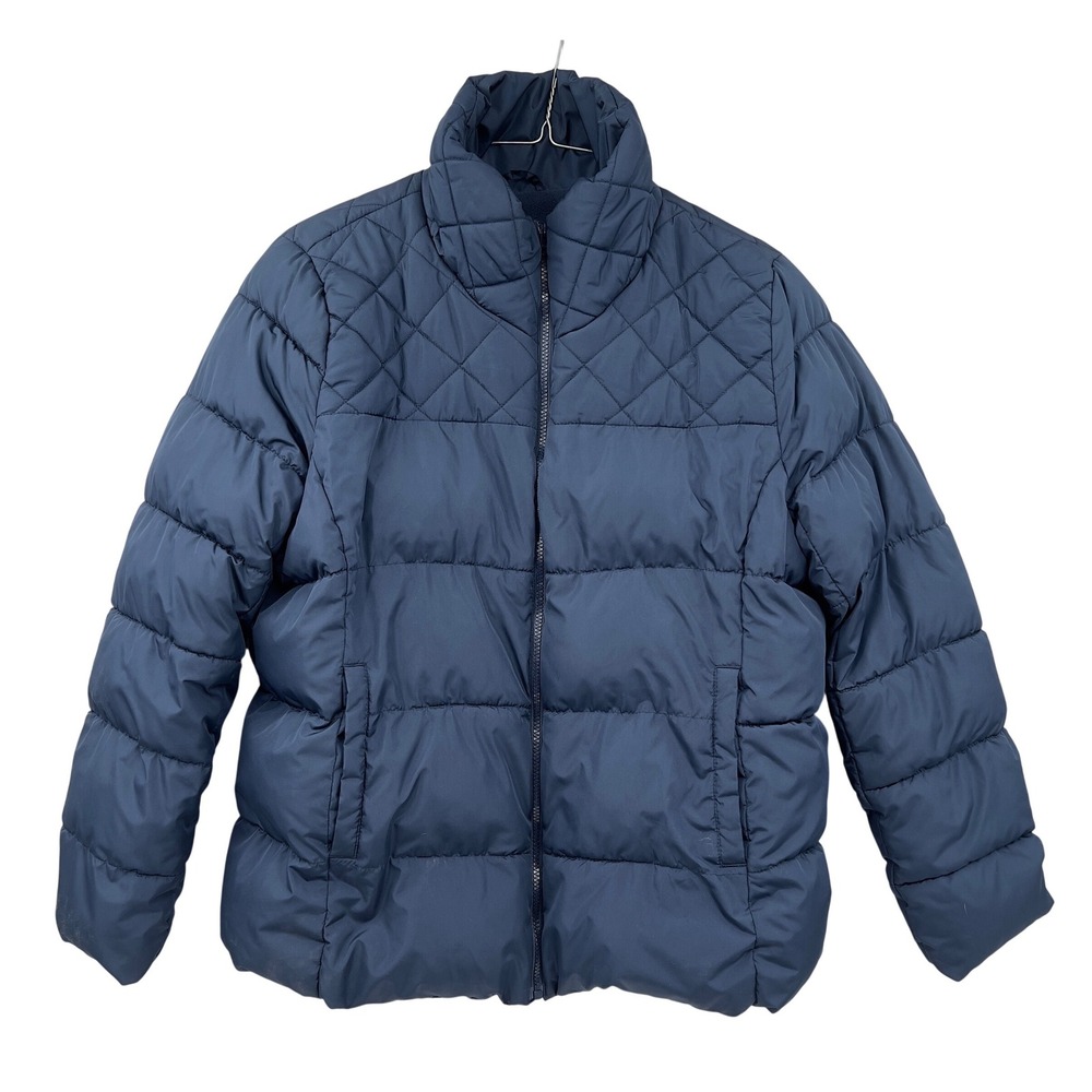 Old Navy Quilted Puffer Jacket Mock Neck Full Zip Navy Blue Women's XL TG